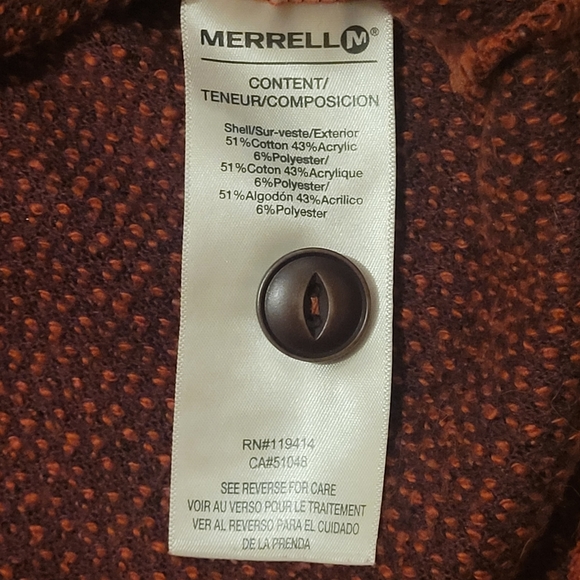 Merrell Orange Asymmetrical Button-up Turtleneck Longsleeve Sweater, Size S - Picture 7 of 10